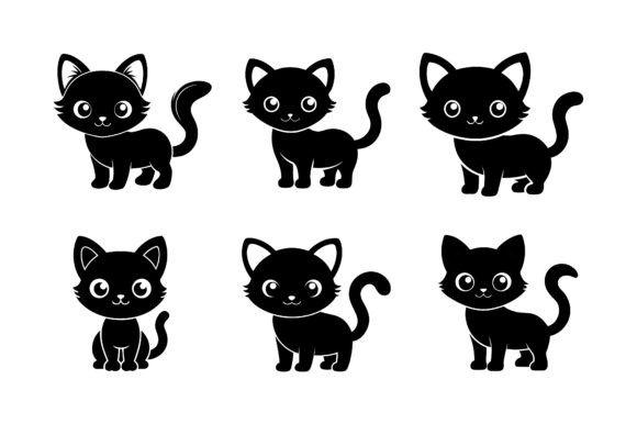 Adorable Baby Cat Silhouette Icon Bundle: A Versatile Design Solution for Creators