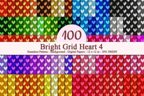 Bright Grid Heart 4 Seamless Pattern: A Versatile Digital Design for Creative Projects