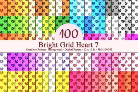 Bright Grid Heart 7 Seamless Pattern: A Versatile Digital Design for Creative Projects