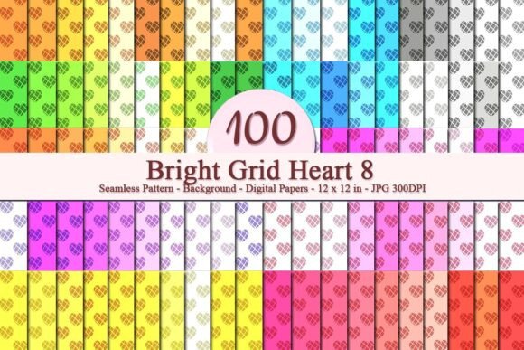 Bright Grid Heart 8 Seamless Pattern: A Versatile Digital Design for Creative and Business Use