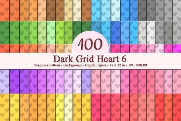 Dark Grid Heart 6 Seamless Pattern