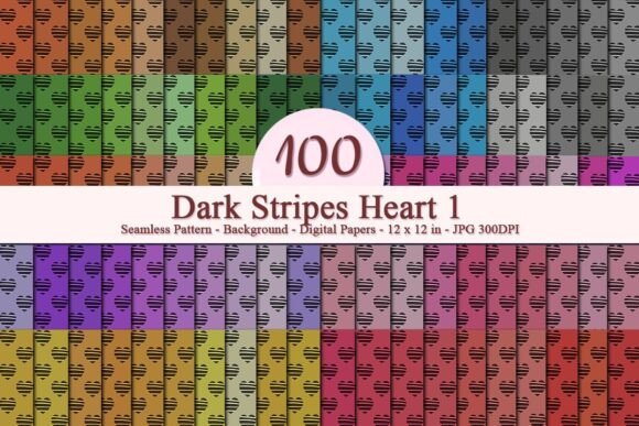 Dark Stripes Heart 1 Seamless Pattern