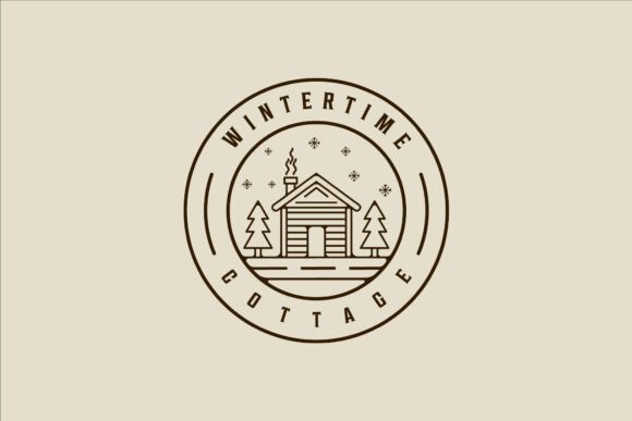 Emblem Cabin Logo Line Art Vector Simple: A Versatile Design for Modern Businesses