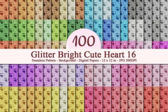 Glitter Bright Cute Heart 16 Pattern