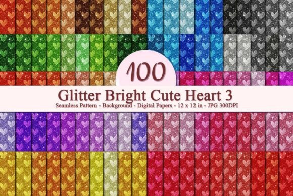 Glitter Bright Cute Heart 3 Pattern: A Versatile Digital Asset for Creative Workflows