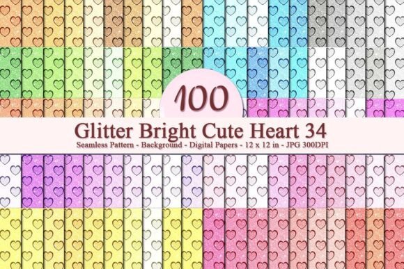 Glitter Bright Cute Heart 34 Pattern: A Versatile Digital Design for Creative Businesses