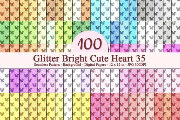 Glitter Bright Cute Heart 35 Pattern