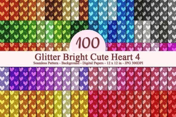 Glitter Bright Cute Heart 4 Pattern
