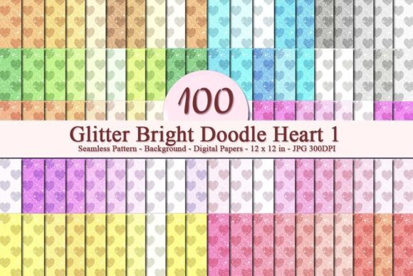 Glitter Bright Doodle Heart 1 Pattern: A Versatile Digital Design for Creative Expression