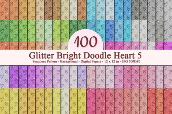 Glitter Bright Doodle Heart 5 Pattern: A Luxurious Digital Design for Modern Creators