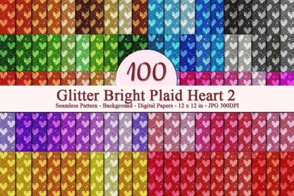 Glitter Bright Plaid Heart 2 Pattern