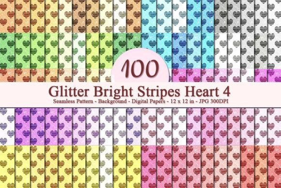 Glitter Bright Stripes Heart 4 Pattern: A Luxurious Digital Design for Creative Businesses