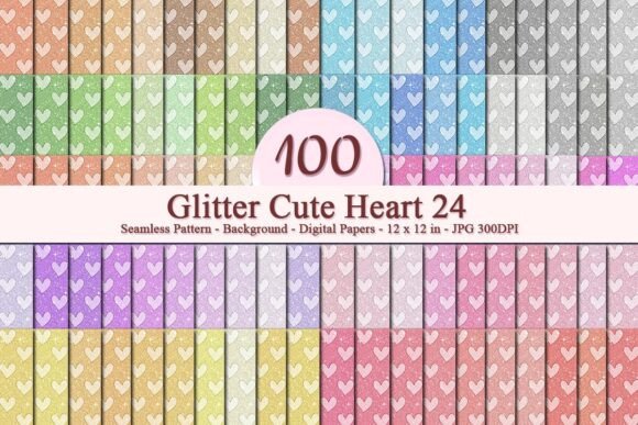 Glitter Cute Heart 24 Pattern: A Versatile Digital Design for Creative Businesses