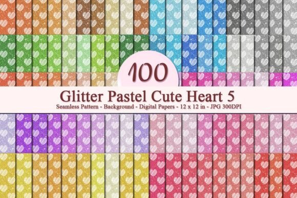 Glitter Pastel Cute Heart 5 Pattern: A Versatile Digital Design for Creative Projects