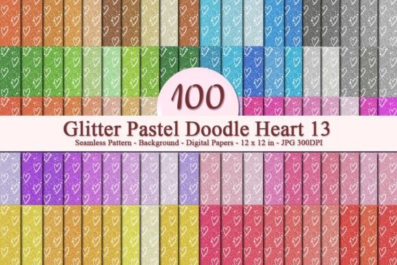 Glitter Pastel Doodle Heart 13 Pattern