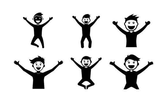 Happy Excited Man Silhouette Bundle
