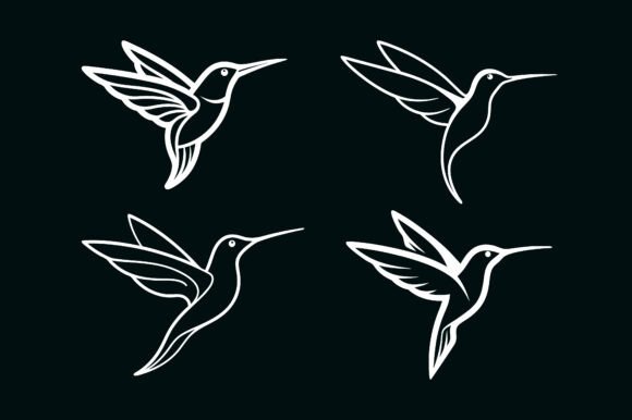 Hummingbird Line Art Silhouette Bundle