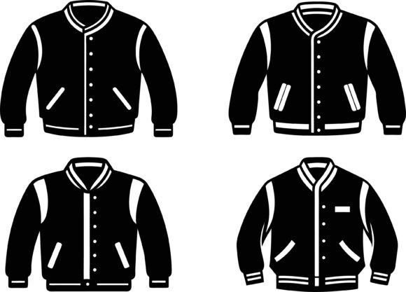 Letterman Jacket Silhouette Icon Bundle: A Versatile Design Resource