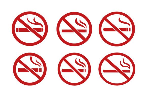No Smoking Sign Silhouette Icon Bundle