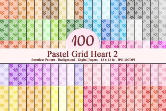 Pastel Grid Heart 2 Seamless Pattern