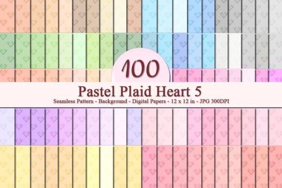 Pastel Plaid Heart 5 Seamless Pattern