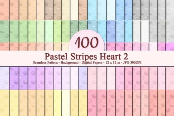 Pastel Stripes Heart 2 Seamless Pattern