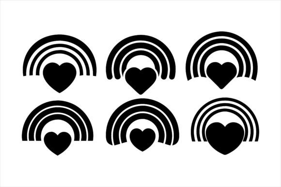 Rainbow Heart Silhouette Icon Bundle