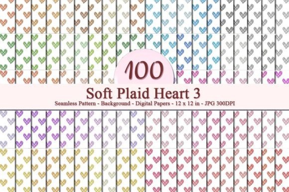 Soft Plaid Heart 3 Seamless Pattern