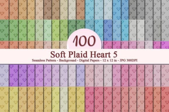 Soft Plaid Heart 5 Seamless Pattern
